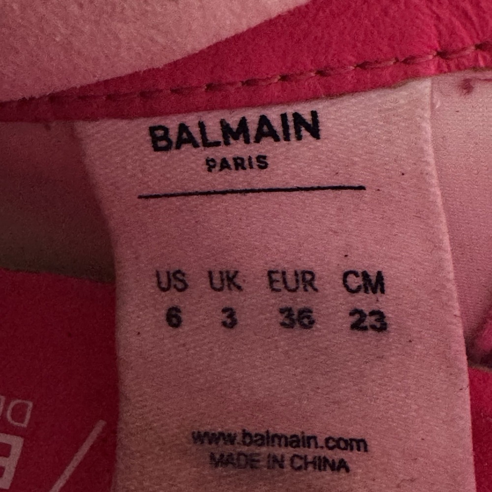 Balmain B-bold Pink/White Sneakers Women's US 6 EU 36 Designer Authentic - Picture 6 of 6